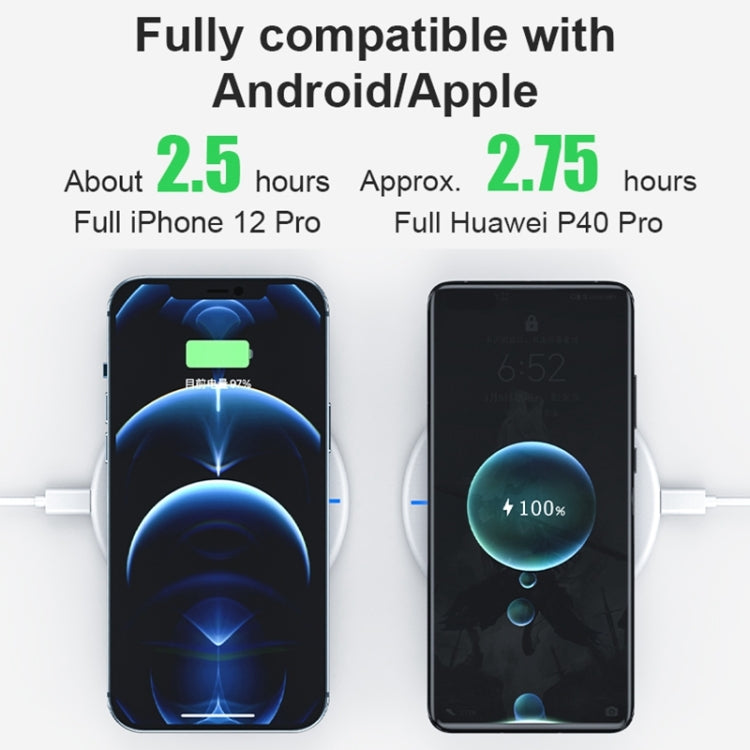 964 15W Round Shape Wireless Fast Charging(Black) - Apple Accessories by buy2fix | Online Shopping UK | buy2fix