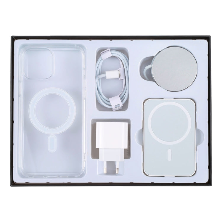 5 in 1 Data Cable + Travel Charger + Wired / Wireless MagSafe Magnetic Wireless Charger + MagSafe Magnetic Phone Case Digital Gift Box Set for iPhone 13 Pro, EU Plug(Black) - Apple Accessories by buy2fix | Online Shopping UK | buy2fix