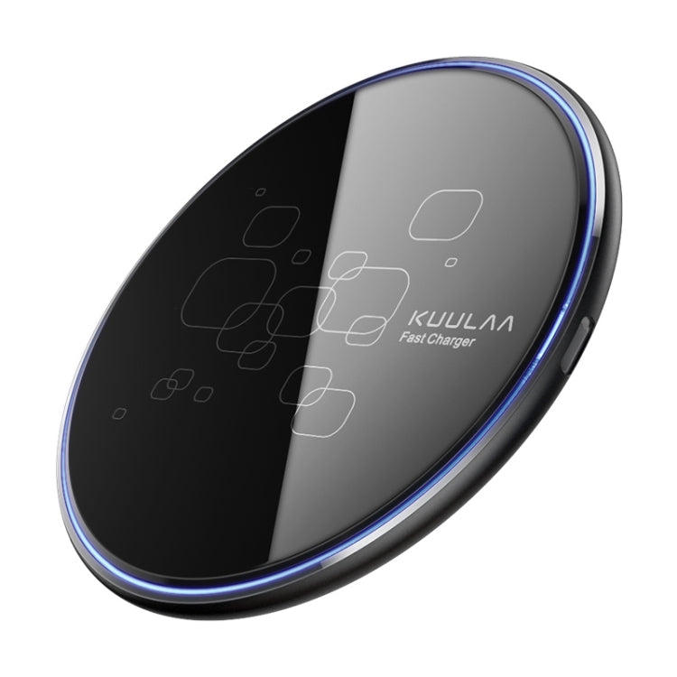 KUULAA KL-CD14 15W Round Shape Ultra-thin Wireless Charger (Black) - Wireless Charger by KUULAA | Online Shopping UK | buy2fix