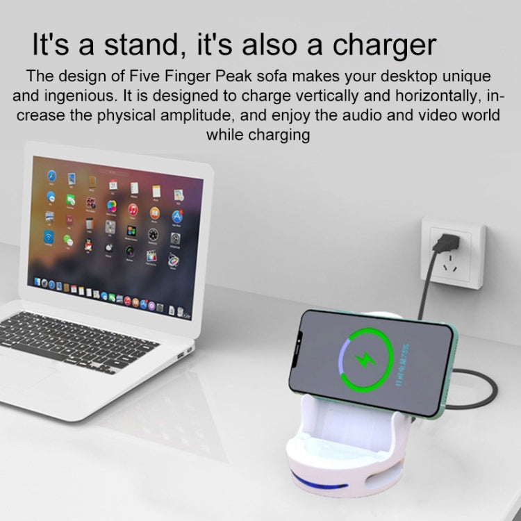 V8 15W Five-finger Sofa Phone Magnetic Suction Wireless Charger Stand (White) - Apple Accessories by buy2fix | Online Shopping UK | buy2fix