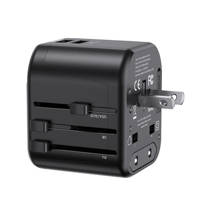 USAMS US-CC173 T55 12W Universal Multi Plug Travel Charger(Black) - Consumer Electronics by USAMS | Online Shopping UK | buy2fix