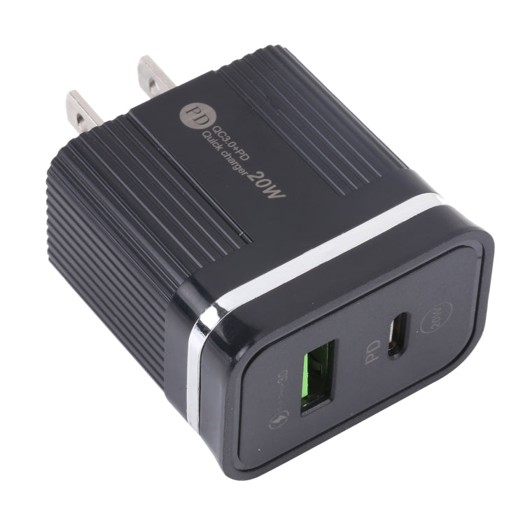 46-A2C2 20W PD + QC3.0 USB Multifunction Fast Charger,US Plug(Black) - Apple Accessories by buy2fix | Online Shopping UK | buy2fix