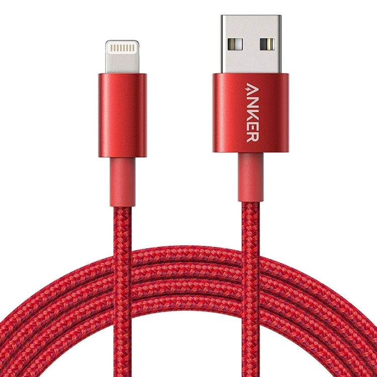 ANKER USB to 8 Pin Apple MFI Certificated Nylon Weaving Charging Data Cable, Length: 1m(Red) - Apple Accessories by ANKER | Online Shopping UK | buy2fix