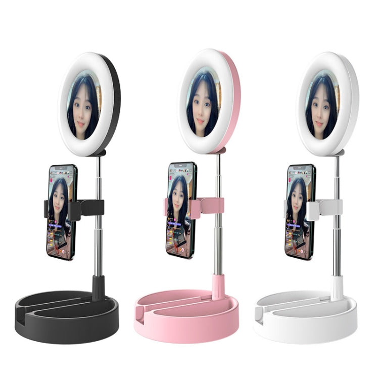 WK G3 Folding Storage Type Desktop Multi-function Live Light Makeup Mirror Holder (White) - Consumer Electronics by WK | Online Shopping UK | buy2fix