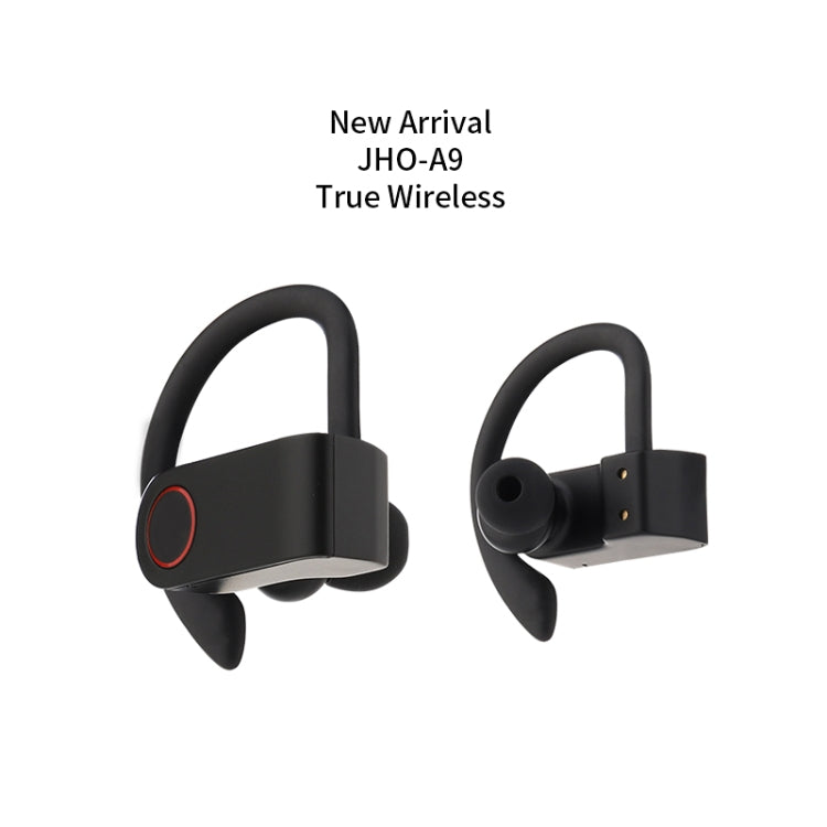 JHO-A9 TWS  Wireless Hanging Ear Type Bluetooth Earphone with Charging + Storage Integrated Zipper Bag, Support Voice Control(Black) - TWS Earphone by buy2fix | Online Shopping UK | buy2fix