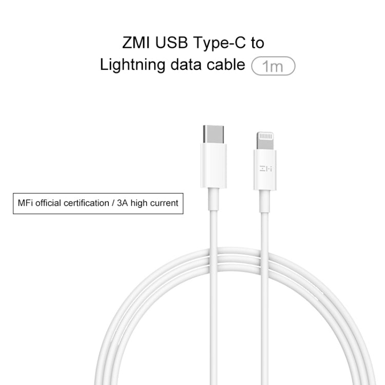 Original Xiaomi AL870C ZMI Type-C / USB-C to 8 Pin Charging Cable, Length: 1m(White) - MFI Cable by Xiaomi | Online Shopping UK | buy2fix