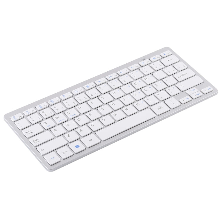 WB-8022 Ultra-thin Wireless Bluetooth Keyboard for iPad, Samsung, Huawei, Xiaomi, Tablet PCs or Smartphones, Portuguese Keys(Silver) - Computer & Networking by buy2fix | Online Shopping UK | buy2fix