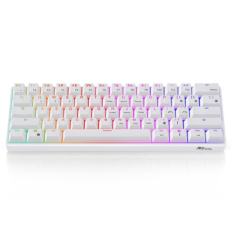 RK61 61 Keys Bluetooth / 2.4G Wireless / USB Wired Three Modes Brown Switch Tablet Mobile Gaming Mechanical Keyboard with RGB Backlight, Cable Length: 1.5m (White) - Wired Keyboard by buy2fix | Online Shopping UK | buy2fix