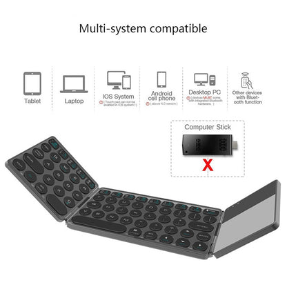 B052 Universal Round Keycap Mini Three-fold Bluetooth Wireless Keyboard with Touchpad (Silver) - Mini Keyboard by buy2fix | Online Shopping UK | buy2fix