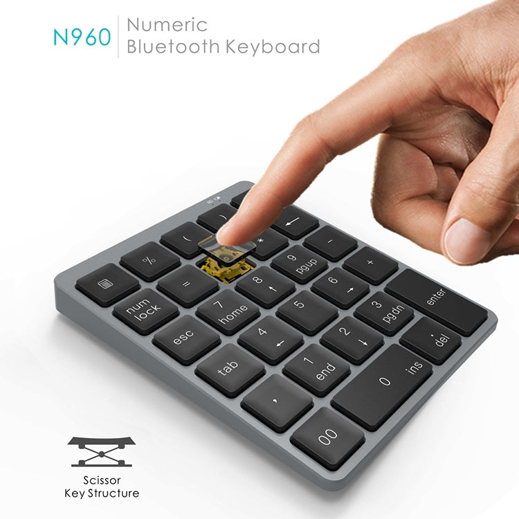 N960 Ultra-thin Universal Aluminum Alloy Rechargeable Wireless Bluetooth Numeric Keyboard (Silver) - Mini Keyboard by buy2fix | Online Shopping UK | buy2fix