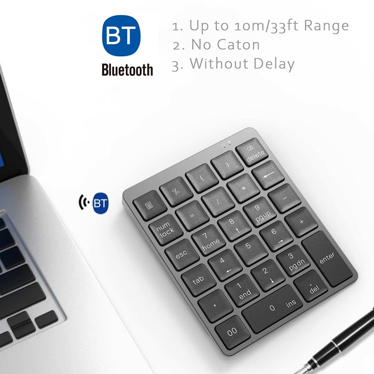 N960 Ultra-thin Universal Aluminum Alloy Rechargeable Wireless Bluetooth Numeric Keyboard (Grey) - Mini Keyboard by buy2fix | Online Shopping UK | buy2fix