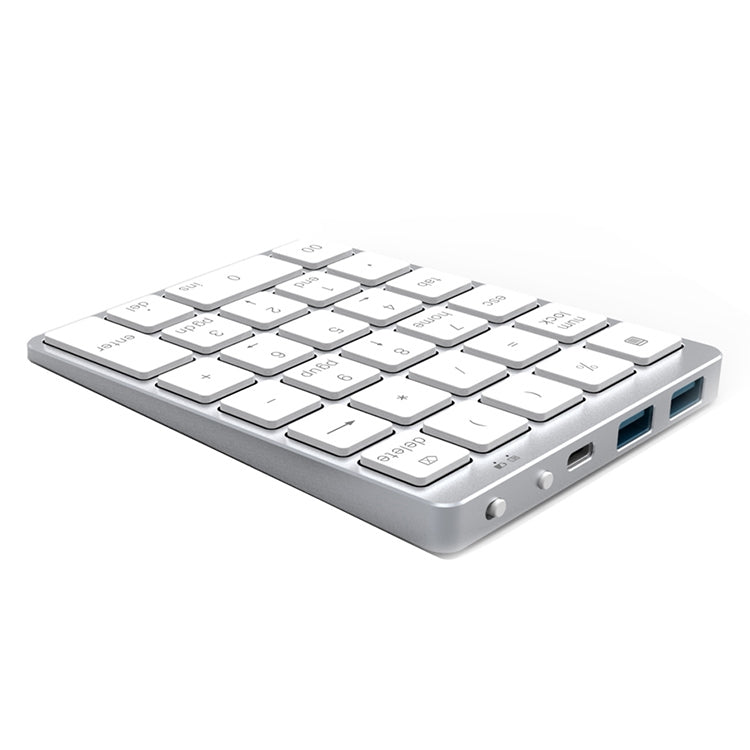 N970 Pro Dual Modes Aluminum Alloy Rechargeable Wireless Bluetooth Numeric Keyboard with USB HUB (Silver) - Mini Keyboard by buy2fix | Online Shopping UK | buy2fix