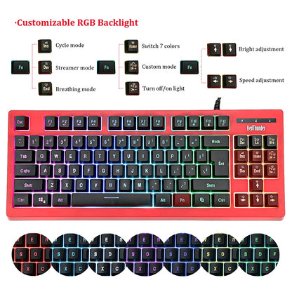 PK-870 USB Port RGB Lighting Mechanical Gaming Wired Keyboard(Red) - Wired Keyboard by buy2fix | Online Shopping UK | buy2fix