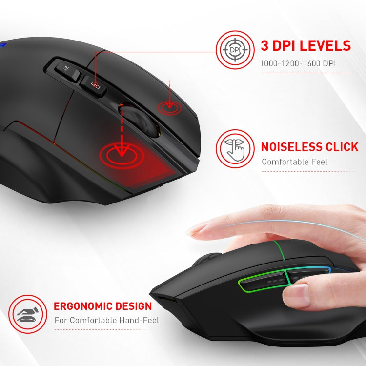 MKESPN X11 Bluetooth Three-modes Charging Wireless RGB Gaming Mouse - Wireless Mice by MKESPN | Online Shopping UK | buy2fix