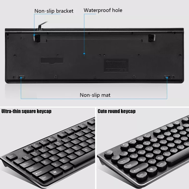 ZGB S500 Square Key USB Wired Computer Keyboard(Black) - Wired Keyboard by Chasing Leopard | Online Shopping UK | buy2fix