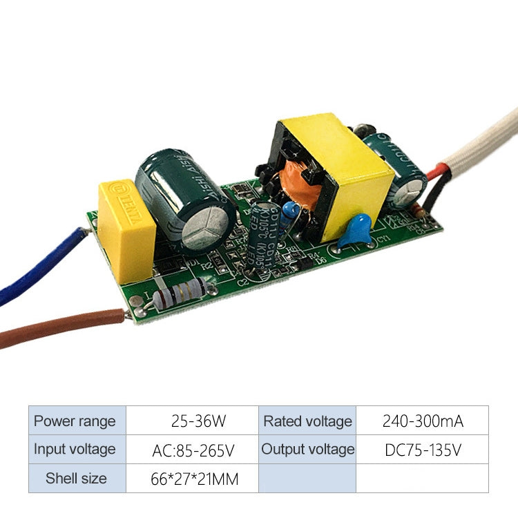 25-36W LED Driver Adapter Isolated Power Supply AC 85-265V to DC 75-135V - LED Light by buy2fix | Online Shopping UK | buy2fix