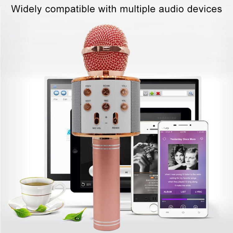 WS-858 Metal High Sound Quality Handheld KTV Karaoke Recording Bluetooth Wireless Microphone, for Notebook, PC, Speaker, Headphone, iPad, iPhone, Galaxy, Huawei, Xiaomi, LG, HTC and Other Smart Phones(Rose Gold) - Consumer Electronics by buy2fix | Online Shopping UK | buy2fix