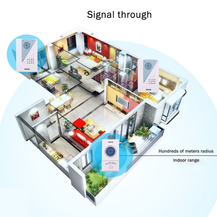 VOYE V001A2 Wireless Smart Music LED Home Doorbell with Dual Receiver, Remote Control Distance: 120m (Open Air) - Security by VOYE | Online Shopping UK | buy2fix