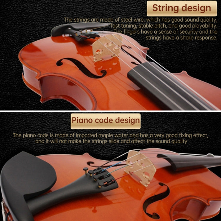 4/4 Full Size Acoustic Violin Handmade Solid Wood Violin - Stringed Instruments by buy2fix | Online Shopping UK | buy2fix