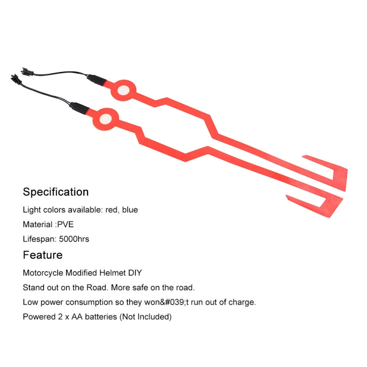 MB-MHL002 Motorcycle Modification Accessories Universal Pasteable Helmet Light Strip(Red) - Ornamental Parts by buy2fix | Online Shopping UK | buy2fix