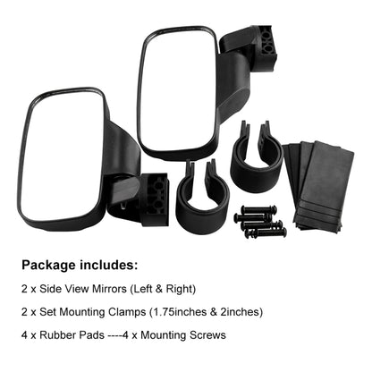 MB-MR016-BK 2 PCS Motorcycle UTV Modified Side View Mirrors for UTV with 1.75 inch and 2 inch Roll Cage(Black) - Side Mirrors by buy2fix | Online Shopping UK | buy2fix