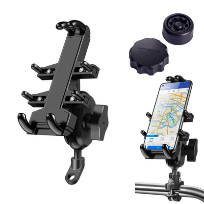 Tilt Rearview Mirror Screw Hole Ball-Head Motorcycle Multi-function Eight-jaw Aluminum Phone Navigation Holder Bracket with Anti-theft Knobs - Holder by buy2fix | Online Shopping UK | buy2fix