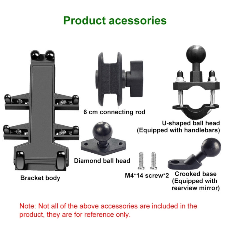 M10 Bolt Ball-Head Motorcycle Multi-function Eight-jaw Aluminum Phone Navigation Holder Bracket with Anti-theft Knobs - Holder by buy2fix | Online Shopping UK | buy2fix