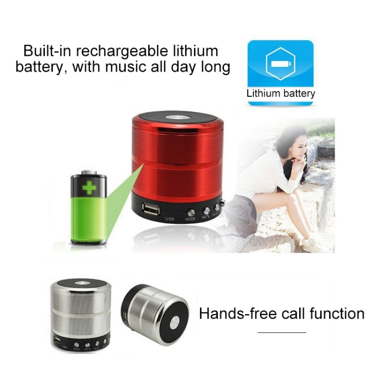 WS-887 Bluetooth Speaker with Lanyard, Support Hands-free Call & FM & U Disk & TF Card & AUX(Silver Grey) - Mini Speaker by buy2fix | Online Shopping UK | buy2fix