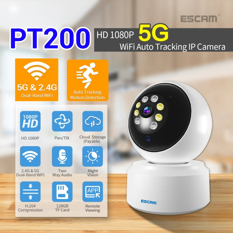 ESCAM PT200 HD 1080P Dual-band WiFi IP Camera, Support Night Vision / Motion Detection / Auto Tracking / TF Card / Two-way Audio, AU Plug - Security by ESCAM | Online Shopping UK | buy2fix