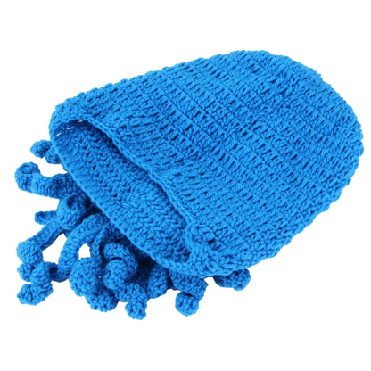 Amurleopard Unisex Barbarian Knit Beanie Octopus Tentacle Cap Winter Warm Face Mask Crochet Hat(Blue) - Protective Helmet & Masks by buy2fix | Online Shopping UK | buy2fix