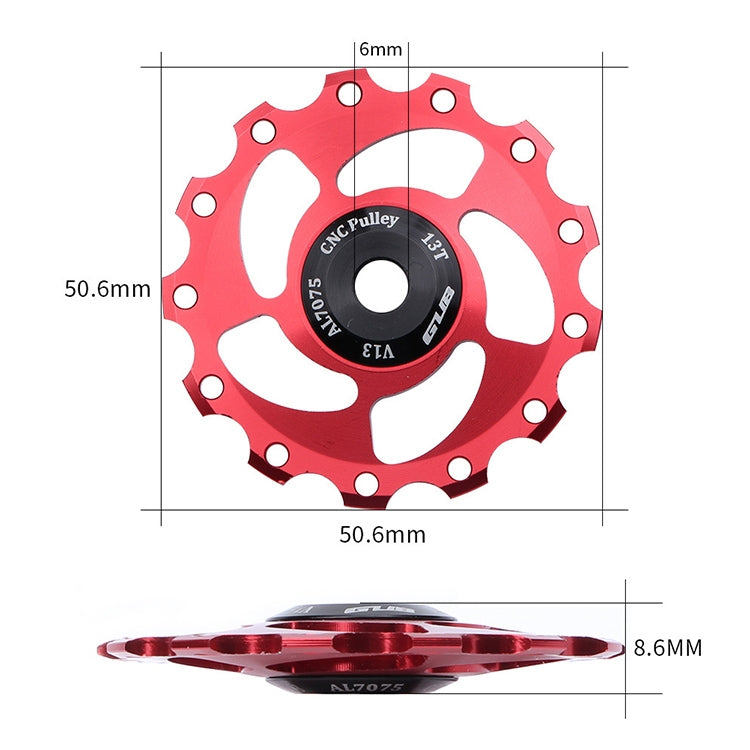 GUB V13 13T Bicycle Rear Derailleur Jockey Wheel (Black Red) - Outdoor & Sports by GUB | Online Shopping UK | buy2fix