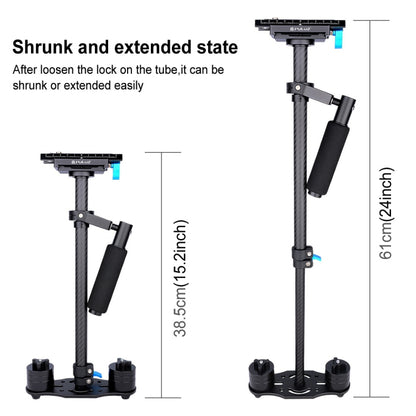 PULUZ 38.5-61cm Carbon Fibre Handheld Stabilizer for DSLR & DV Digital Video & Cameras, Load Range: 0.5-3kg(Black) - Camera Stabilizer by PULUZ | Online Shopping UK | buy2fix