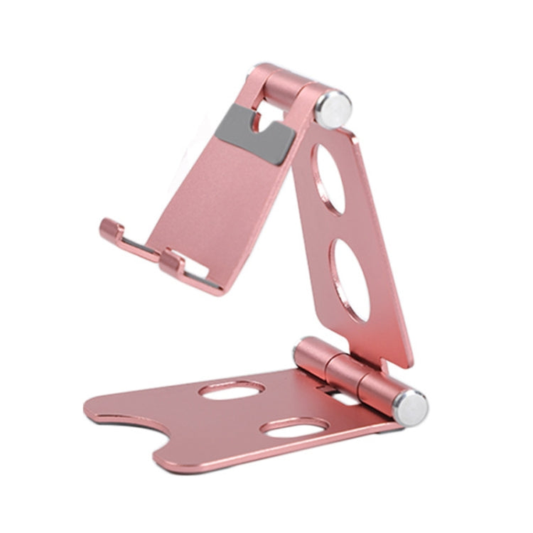 ROOSTAND R2 Aluminum Alloy Mobile Desktop Tablet Bracket Double Folding Lazy Artifact, Size: 6.4x7x9cm(Rose Gold) - Desktop Holder by buy2fix | Online Shopping UK | buy2fix