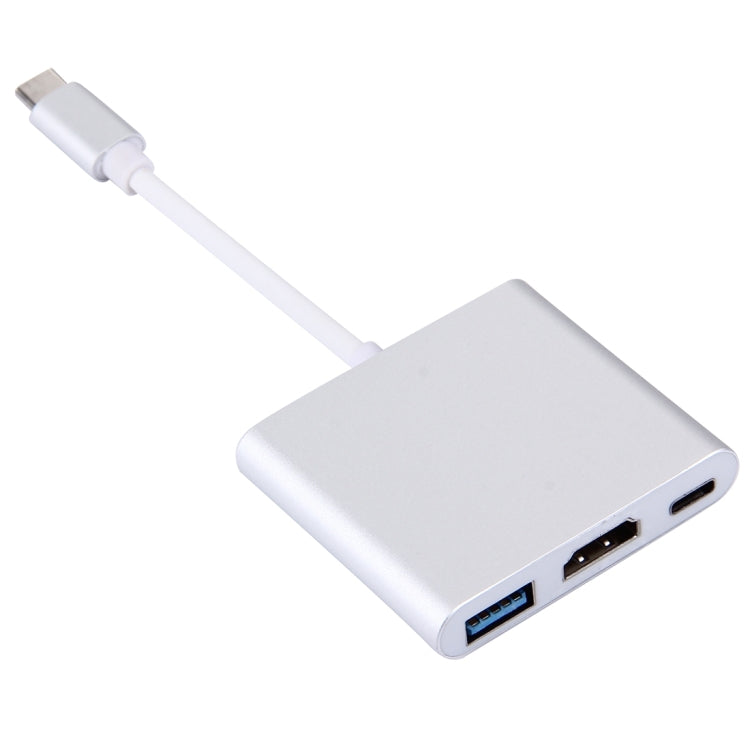 USB-C / Type-C 3.1 Male to USB-C / Type-C 3.1 Female & HDMI Female & USB 3.0 Female Adapter(Silver) - Computer & Networking by buy2fix | Online Shopping UK | buy2fix