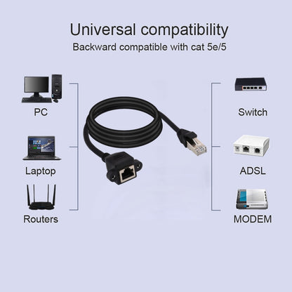 RJ45 Female to Male CAT6E Network Panel Mount Screw Lock Extension Cable, Length: 3m - Lan Cable and Tools by buy2fix | Online Shopping UK | buy2fix