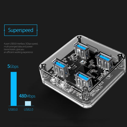 ORICO MH4U-30 USB 3.0 Transparent Desktop HUB with 30cm Micro USB Cable - USB 3.0 HUB by ORICO | Online Shopping UK | buy2fix