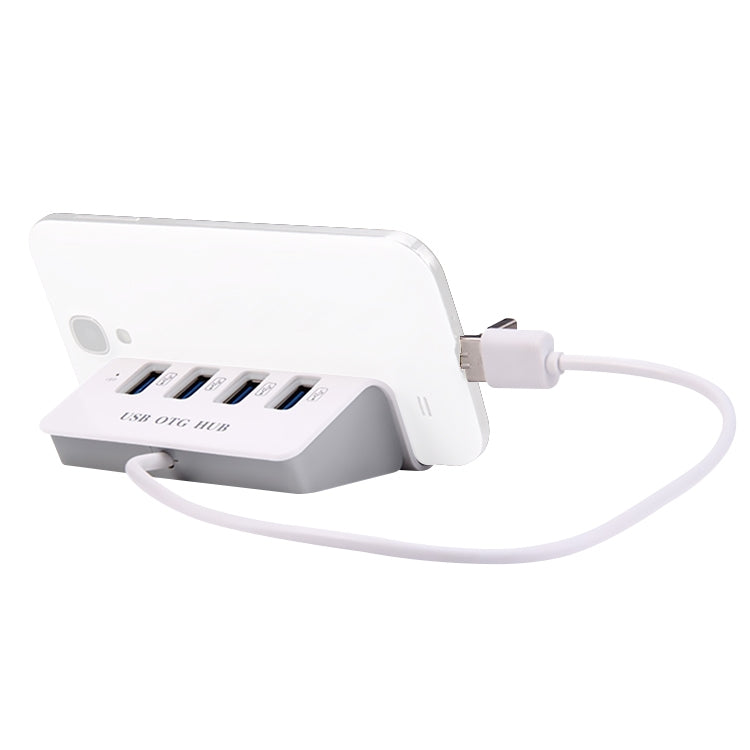 H-506 4 in 1 Micro USB / USB to 4 USB 2.0 Interface OTG Docking Station HUB with Stand Function - USB 2.0 HUB by buy2fix | Online Shopping UK | buy2fix