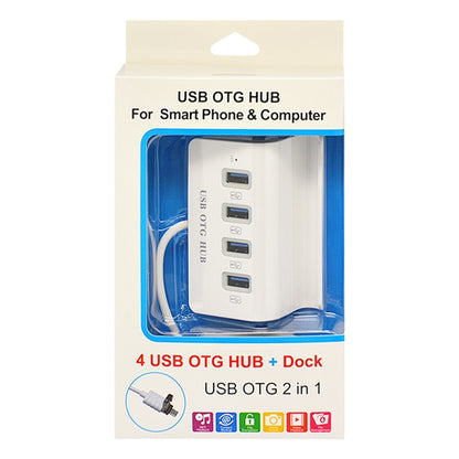 H-506 4 in 1 Micro USB / USB to 4 USB 2.0 Interface OTG Docking Station HUB with Stand Function - USB 2.0 HUB by buy2fix | Online Shopping UK | buy2fix