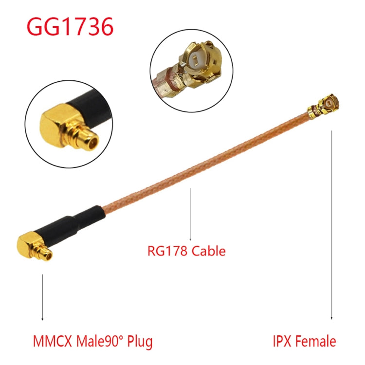 IPX Female to GG1736 MMCX Female Elbow RG178 Adapter Cable, Length: 15cm - Connectors by buy2fix | Online Shopping UK | buy2fix