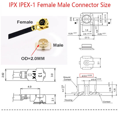 IPX Female to GG1736 MMCX Female Elbow RG178 Adapter Cable, Length: 15cm - Connectors by buy2fix | Online Shopping UK | buy2fix