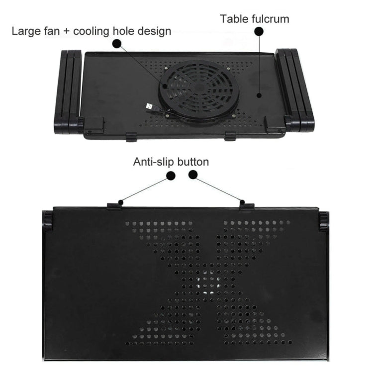 Portable 360 Degree Adjustable Foldable Aluminium Alloy Desk Stand with Cool Fans & Mouse Pad for Laptop / Notebook(Black) - Laptop Stand by buy2fix | Online Shopping UK | buy2fix