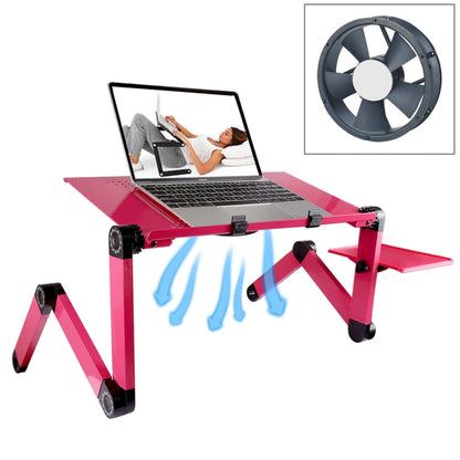 Portable 360 Degree Adjustable Foldable Aluminium Alloy Desk Stand with Cool Fans & Mouse Pad for Laptop / Notebook (Magenta) - Laptop Stand by buy2fix | Online Shopping UK | buy2fix