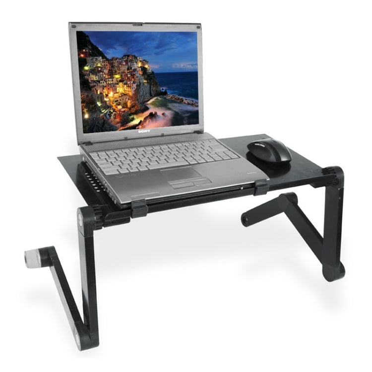 Lengthen Portable 360 Degree Adjustable Foldable Aluminium Alloy Desk Stand for Laptop / Notebook, without CPU Fans & Mouse Pad(Black) - Laptop Stand by buy2fix | Online Shopping UK | buy2fix