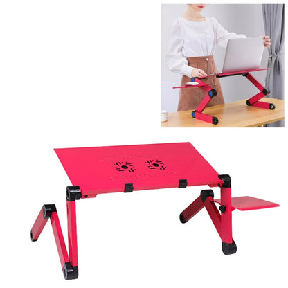 Portable 360 Degree Adjustable Foldable Aluminium Alloy Desk Stand with Double CPU Fans & Mouse Pad for Laptop / Notebook, Desk Size: 420mm x 260mm (Red) - Computer & Networking by buy2fix | Online Shopping UK | buy2fix