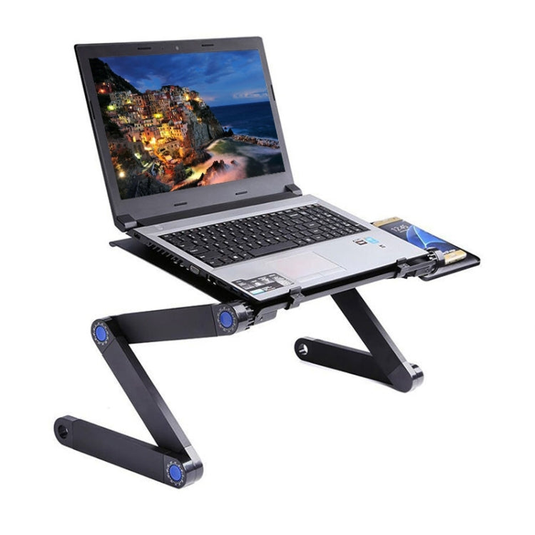 Portable 360 Degree Adjustable Foldable Aluminium Alloy Desk Stand with Double CPU Fans & Mouse Pad for Laptop / Notebook, Desk Size: 420mm x 260mm (Red) - Computer & Networking by buy2fix | Online Shopping UK | buy2fix