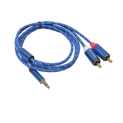 REXLIS 3610 3.5mm Male to Dual RCA Gold-plated Plug Blue Cotton Braided Audio Cable for RCA Input Interface Active Speaker, Length: 1m - RCA Cable by REXLIS | Online Shopping UK | buy2fix