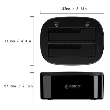 ORICO 6228US3 2.5 / 3.5 inch SATA HDD / SSD 2 Bay USB 3.0 Hard Drive Dock - HDD Enclosure by ORICO | Online Shopping UK | buy2fix