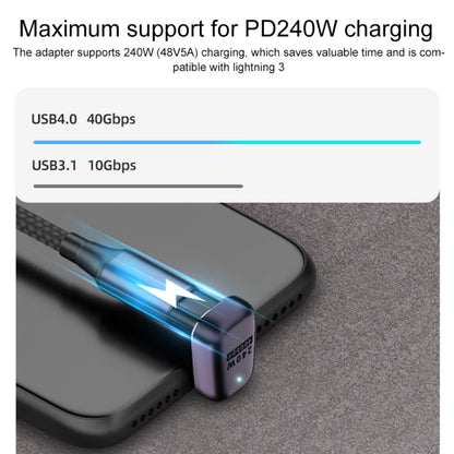 240W USB-C/Type-C Female to USB-C/Type-C Male 40Gbps Up and Down Bend Adapter with Light - Computer & Networking by buy2fix | Online Shopping UK | buy2fix