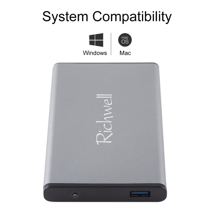 Richwell SATA R2-SATA-500GB 500GB 2.5 inch USB3.0 Super Speed Interface Mobile Hard Disk Drive(Grey) - External Hard Drives by Richwell | Online Shopping UK | buy2fix