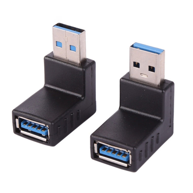 2 PCS L-Shaped USB 3.0 Male to Female 90 Degree Angle Plug Extension Cable Connector Converter Adapter (Black) - Computer & Networking by buy2fix | Online Shopping UK | buy2fix